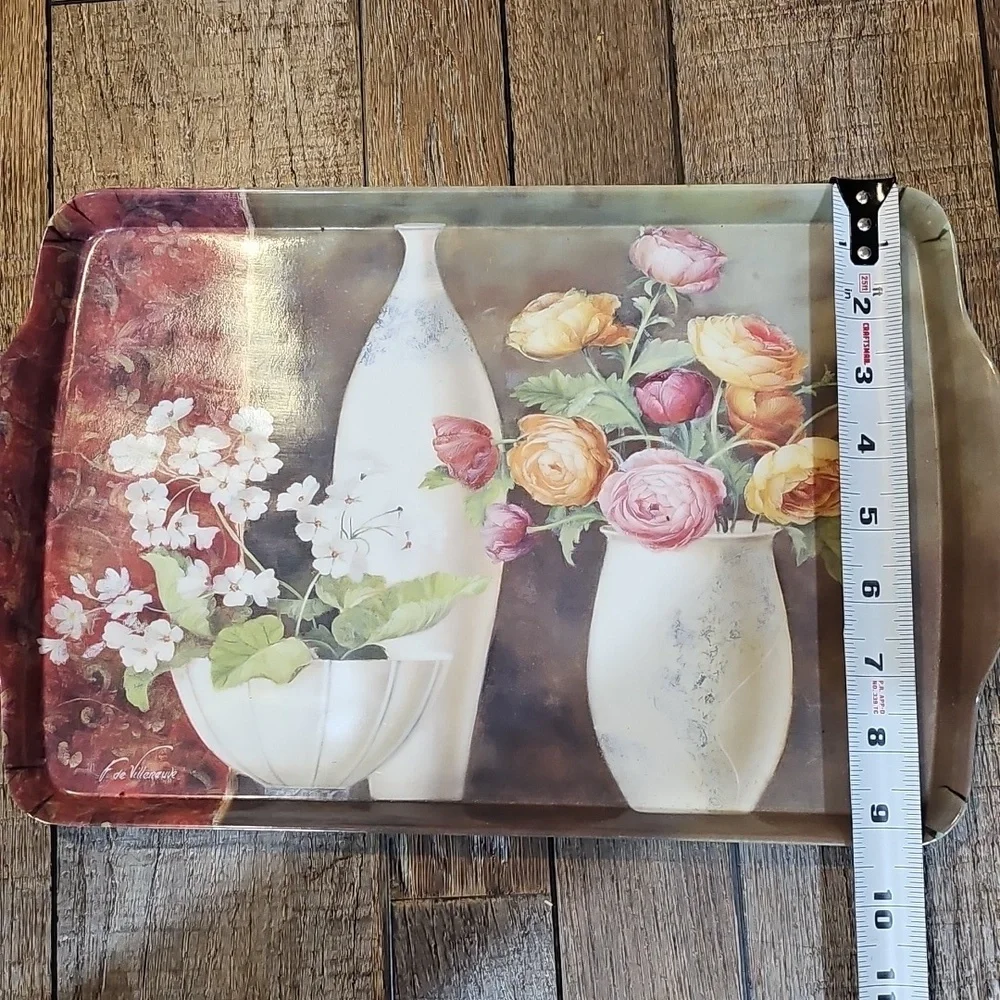 Floral Decorative Serving Tray Fabrice de Villeneuve